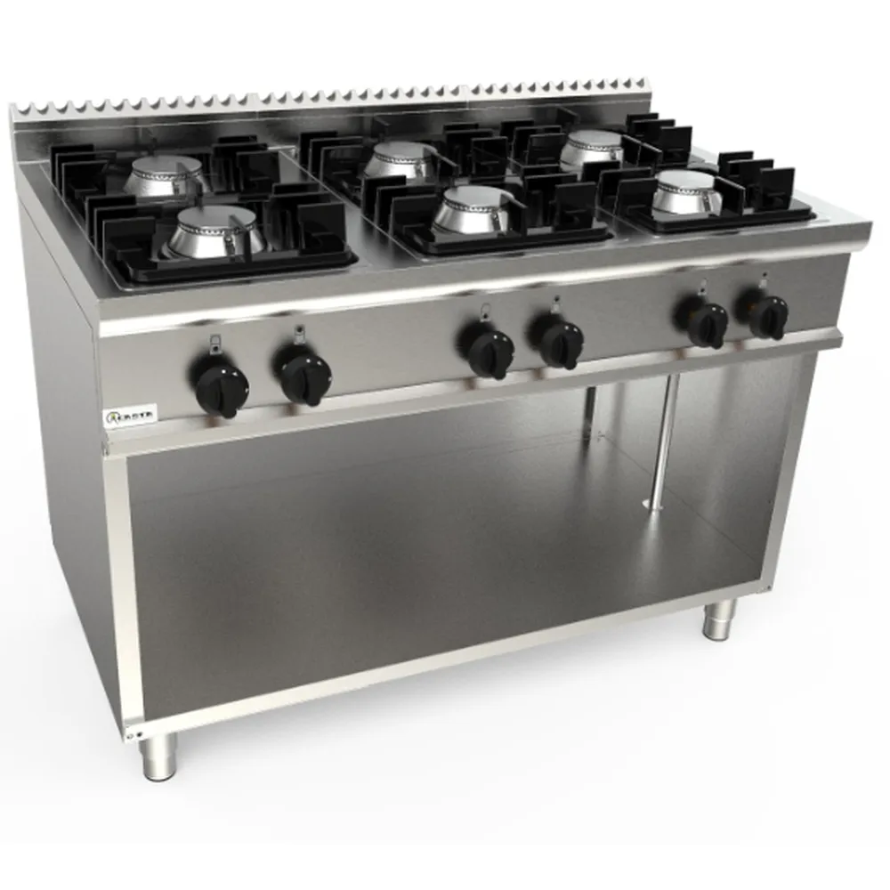 L7KUPG6BA.6M-aragaz-profesional-masina-gatit-casta-inox-gaz-gratar-fonta-6-arzatoare-putere-gaz-27-45kw-seria-lady-700-suport-deschis-pecef-profesionale