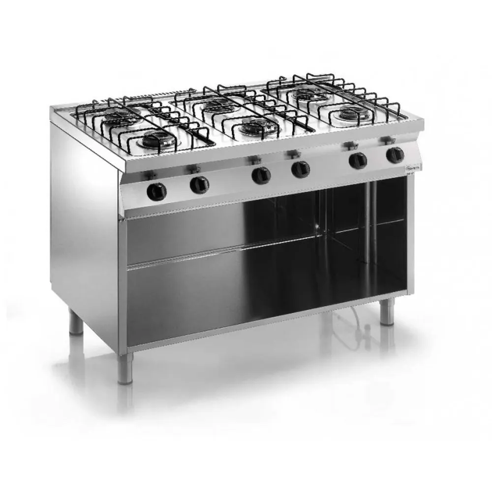 S7FUG6BA-aragaz-profesional-masina-gatit-casta-inox-gaz-gratar-otel-aprindere-electrica-6-arzatoare-putere-gaz-23.1kw-spatiu-depozitare-pecef-profesionale