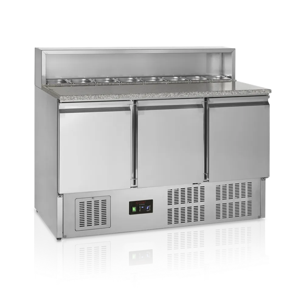 masa-rece-tefcold-pizza-fast-food-3-usi-compartiment-sosuri-blat-granit-+2-°c-+10-°c-volum-368-l-consum-anual-876kwh-pecef-profesionale-GP93