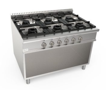 LQCUG6BA.3P1M2G-aragaz-profesional-masina-gatit-casta-inox-6-arzatoare-gaz-banc-putere-gaz-30.8-44.4kw-seria-lady-q-900-gratar-fonta-suport-deschis-pecef-profesionale