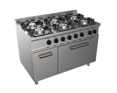 aragaz-profesional-masina-gatit-casta-easy-inox-gaz-gratar-fonta-linia-700-6-arzatoare-cuptor-electric-spatiu-depozitare-pecef-profesionale- E7CUPG6FE.6M
