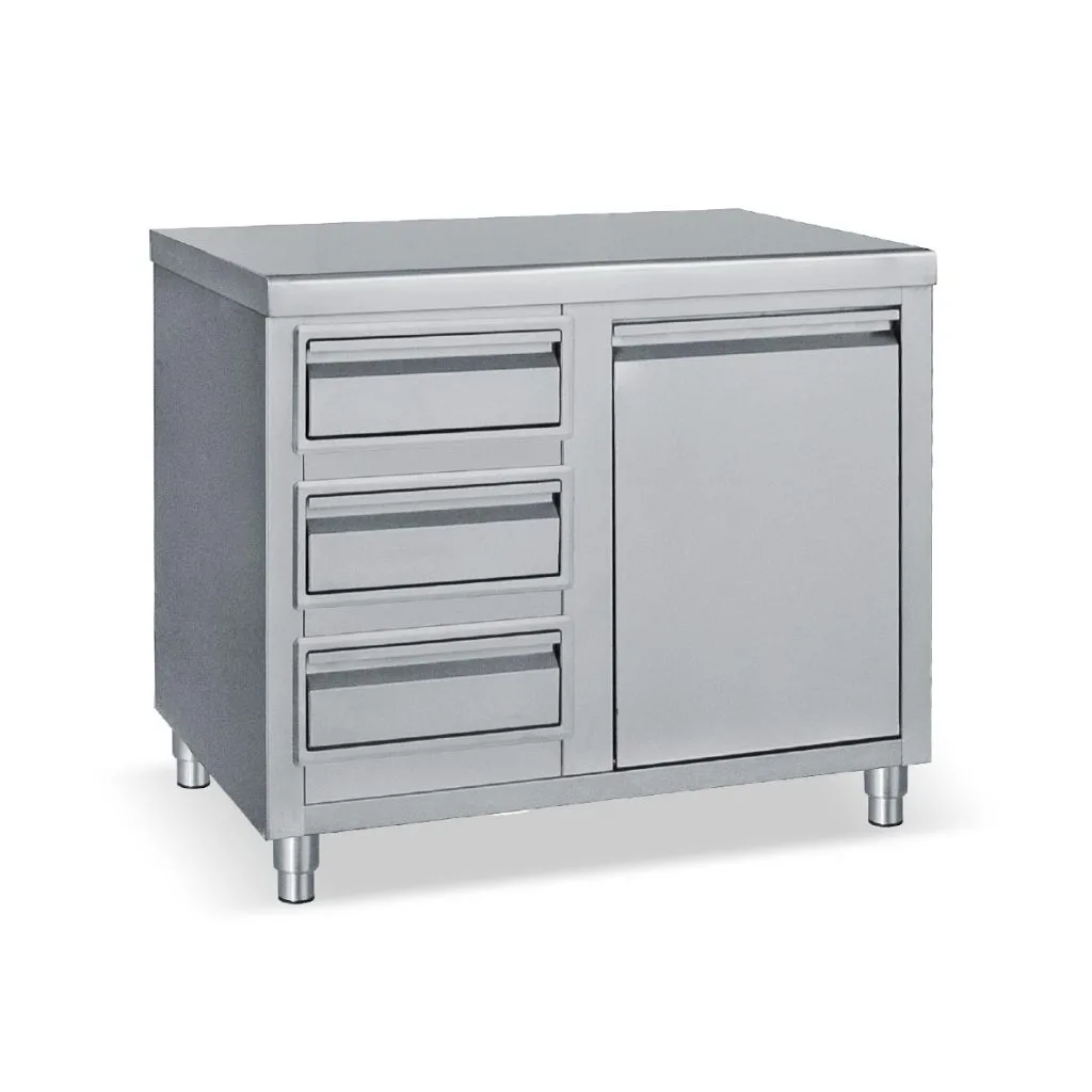 Dulap-din-inox-Bambas-cu-sertare-si-ladă-de-depozitare-pecef-profesionale-ESA-100